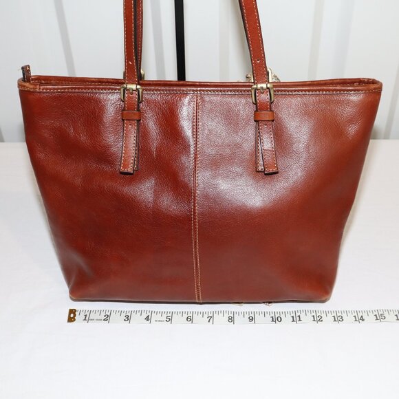 Gianni Conti Womens Brown Leather Tote Bag Large Buckle Adjust Straps With *Flaw - Picture 8 of 13